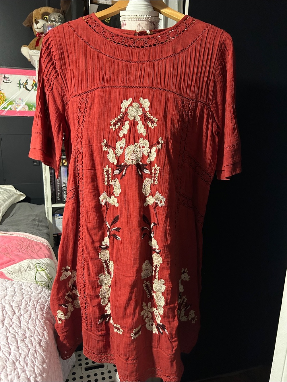 Red Embroidered Women’s Tunic Top - Brand free people